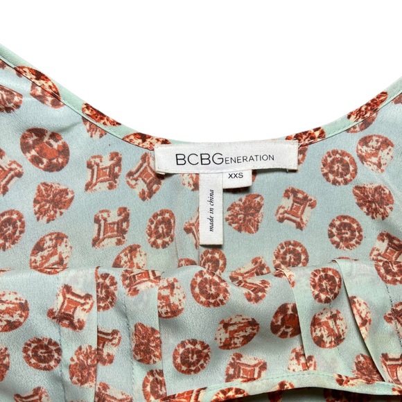 BCBGeneration Madrid Multi Mini Babydoll Dress Size XXS Drop Waist Light Blue - Picture 5 of 5